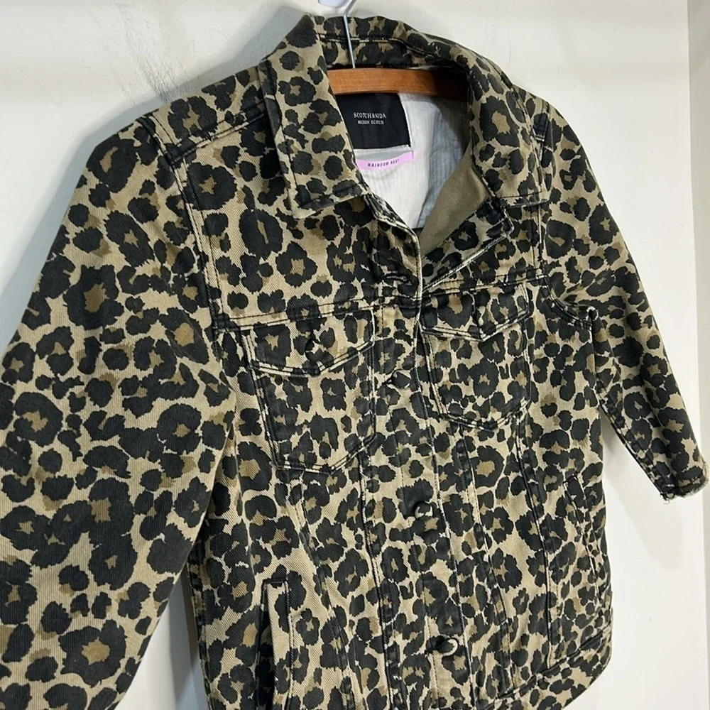 Scotch & Soda Maison Scotch Leopard Denim Jacket Size XS